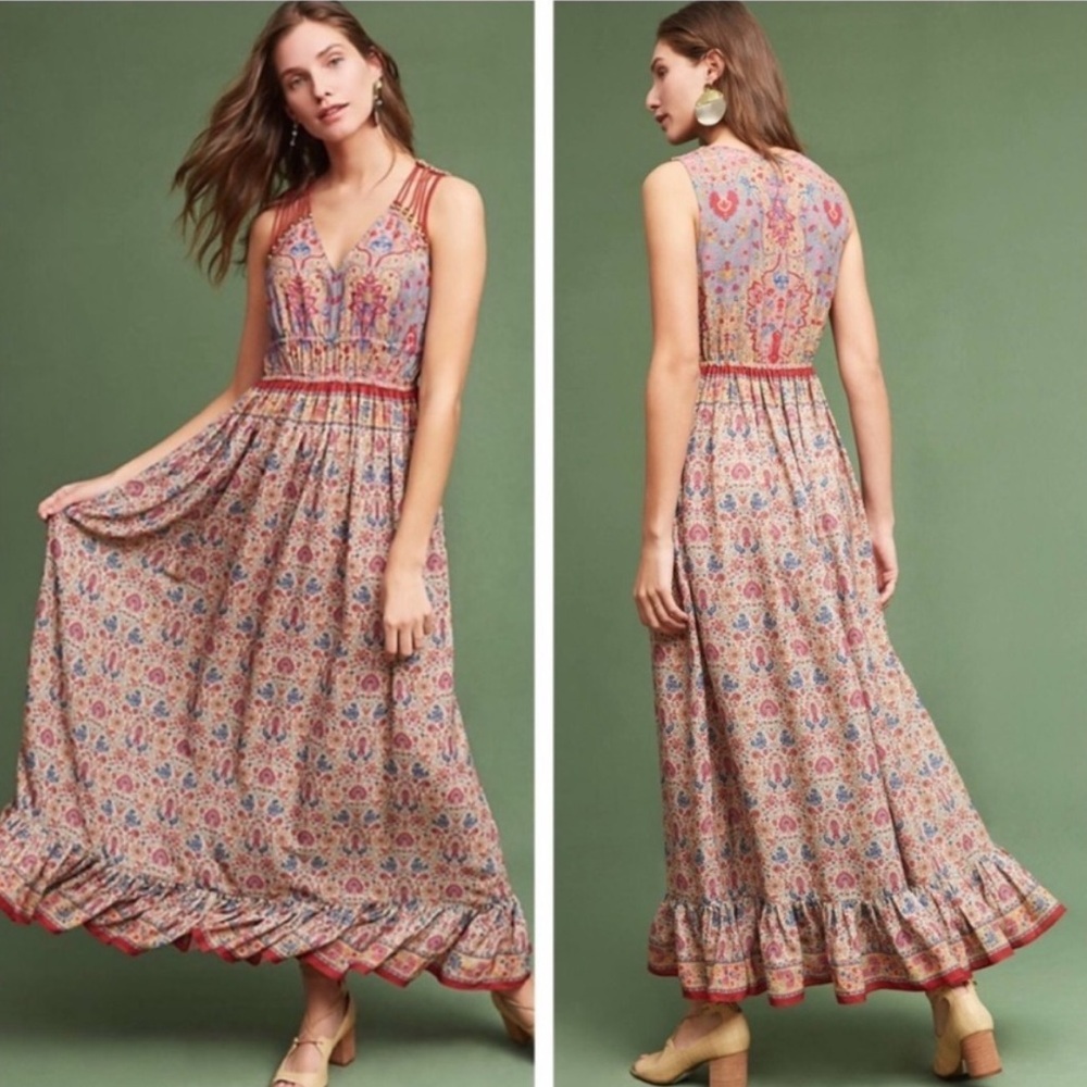 Ranna Gill Anthropologie Crespi Floral Maxi Dress Size XS